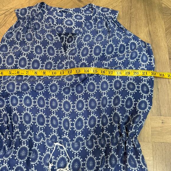 Ulla Johnson Mila Dress Silk Blue White Medallion Print Drawstring Womens Size 6 - Picture 6 of 9